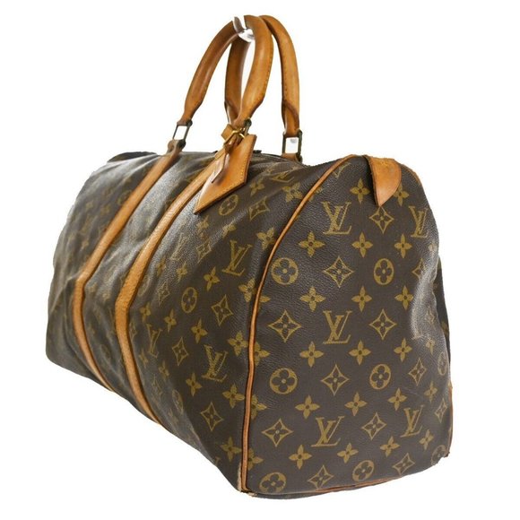 Authentic LOUIS VUITTON Keepall 45 Travel Hand Bag Monogram Leather Brown - Picture 9 of 16